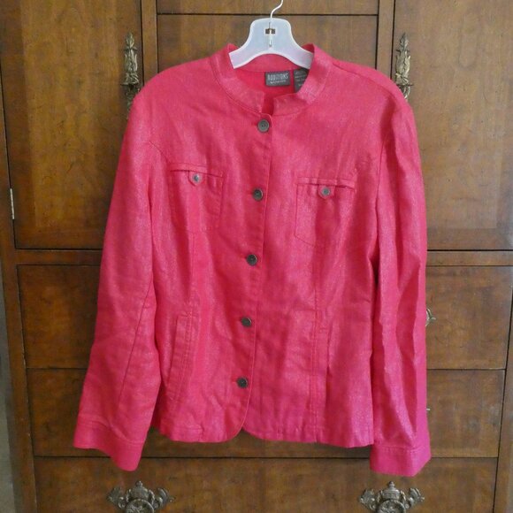 Additions by Chico’s Sophisticate Flare Pink Metallic Button Up Jacket, XL - Picture 1 of 9